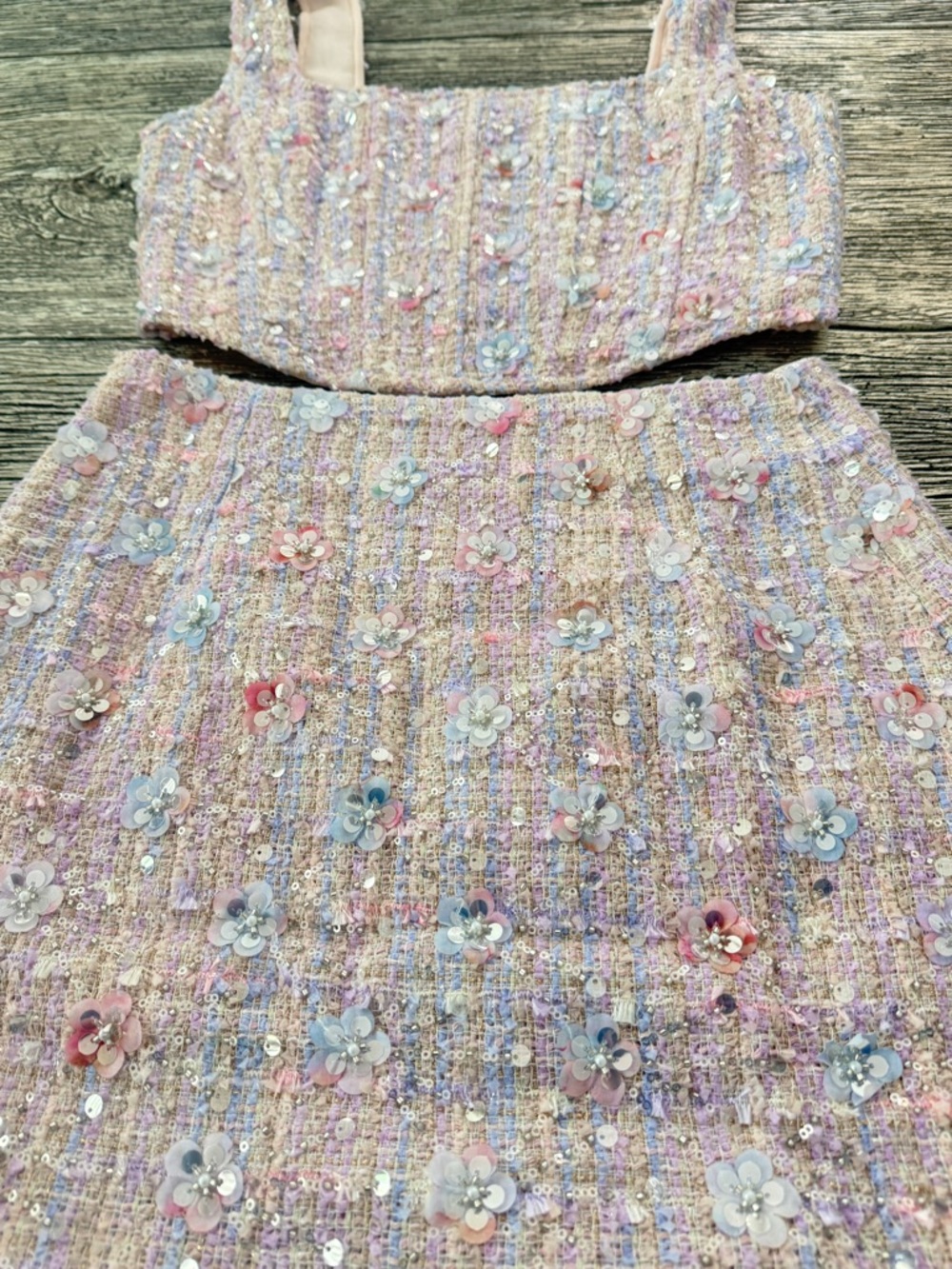 Altar'd State Pastel Pink Tweed Sequin Set - Picture 10 of 11